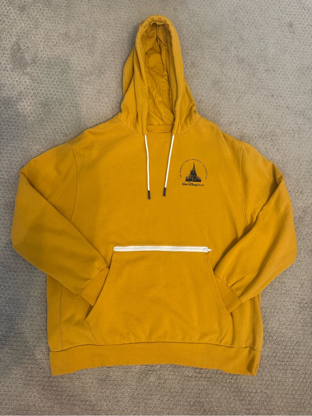 Disney 50th Anniversary Mustard Yellow Hoodie with Front Zip Pocket